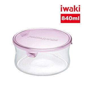 【iwaki】日本耐熱玻璃圓形微波保鮮盒840ml-粉