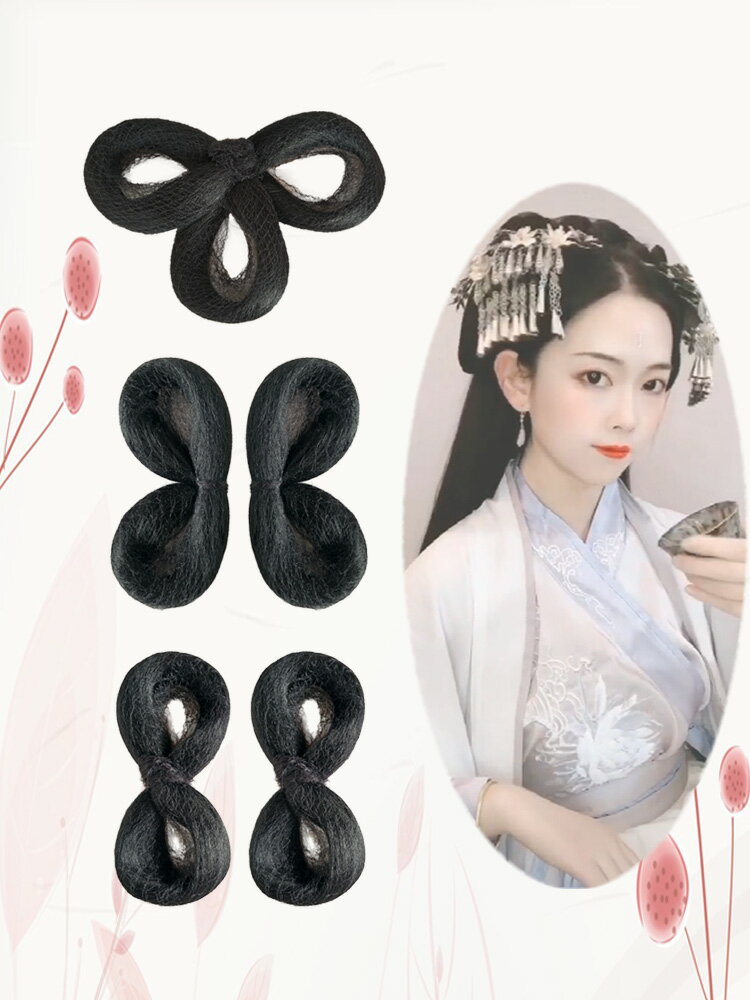 漢服古裝假發包三環發髻手殘黨新手全發絲軟發環蝴蝶發包後壓造型