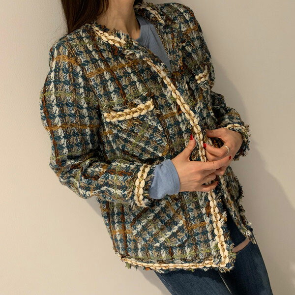 ANNAS 正韓 外套 粗花呢 小香 金屬釦 麻花 毛呢 格紋 小香風 名媛 貴婦 新年 過年 婚禮 西裝外套 韓國 8