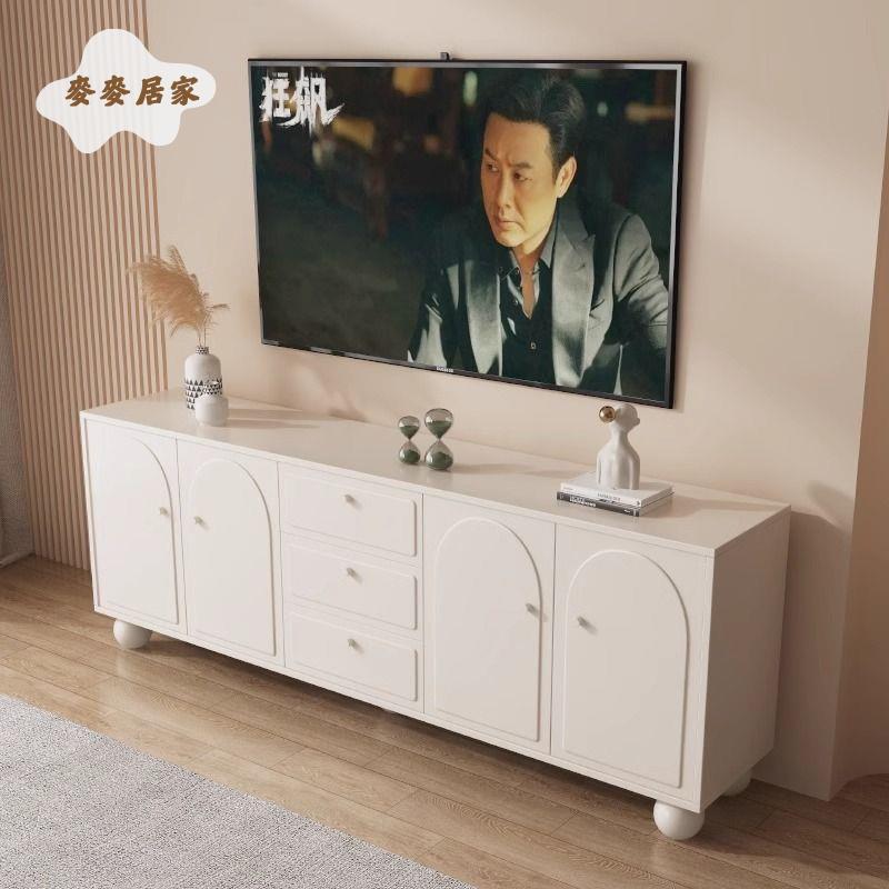 【麥麥居家】 法式奶油風實木電視櫃 落地家用客廳 新款現代簡約電視機櫃地櫃 工廠現貨 可開發票