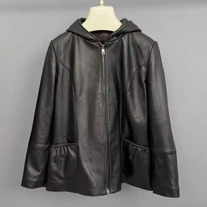 【巴黎精品】皮衣外套真皮夾克-羊皮休閒加碼短款女外套黑色a1iw24