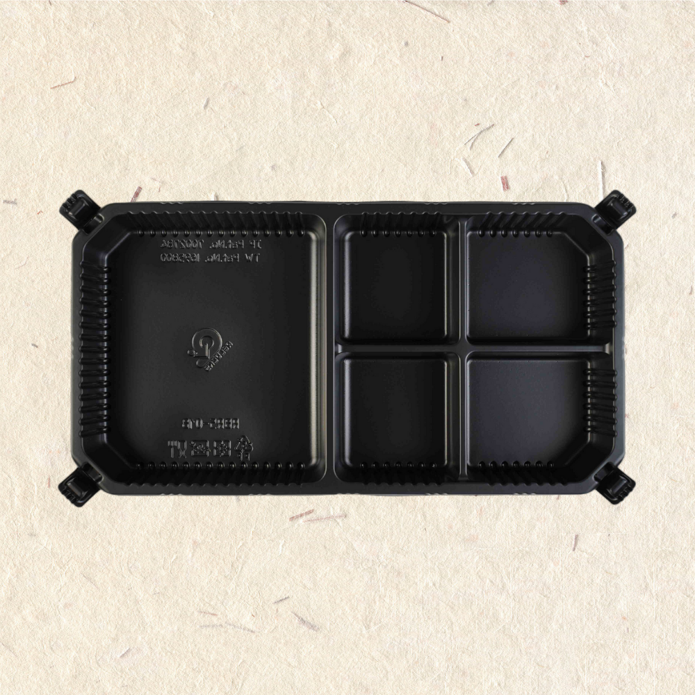 RELOCKS RBR5-01 五格日式餐盒 正方形餐盒 黑色塑膠餐盒 可微波餐盒 外帶餐盒 一次性餐盒 免洗餐具  環保餐盒 RBR5 2