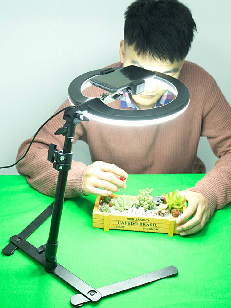 手機俯拍支架桌面直播架補光燈抖音拍攝錄影片神器網紅拍照三腳架掃描防抖多功能直播裝置手機架