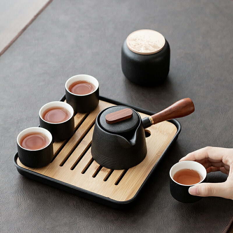黑陶日式便攜旅行茶具套裝家用戶外小套功夫陶瓷茶具整套禮品定製