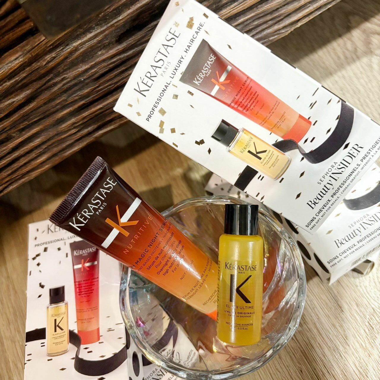 【KERASTASE 巴黎卡詩】卡詩 小金油 金緻柔馭露 8小時夜間修護精華 隨身組 護髮油