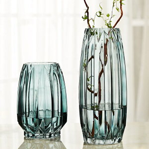 花盆 歐式大號玻璃透明花瓶客廳插花水培富貴竹百合干花鮮花裝飾品擺件