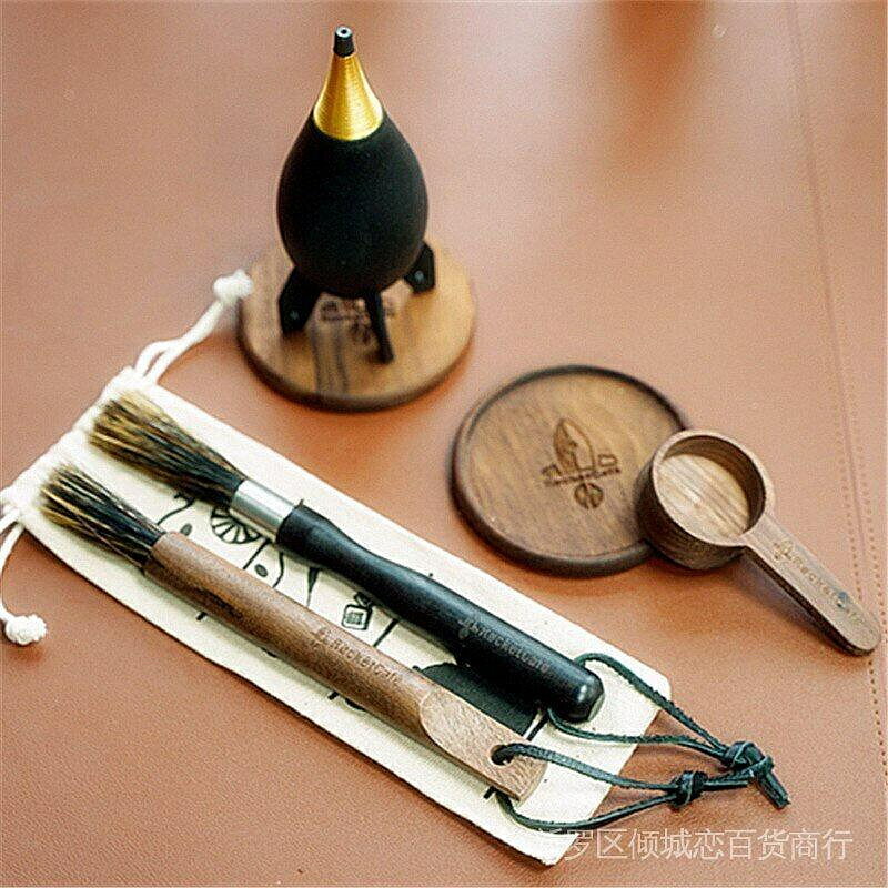 （咖啡用品與配件）磨豆機原木清潔刷咖啡機氣吹清理工具C40咖啡粉刷配件套裝