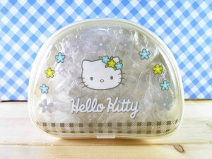 【震撼精品百貨】Hello Kitty 凱蒂貓 化妝包/筆袋-透明小花(白s) 震撼日式精品百貨