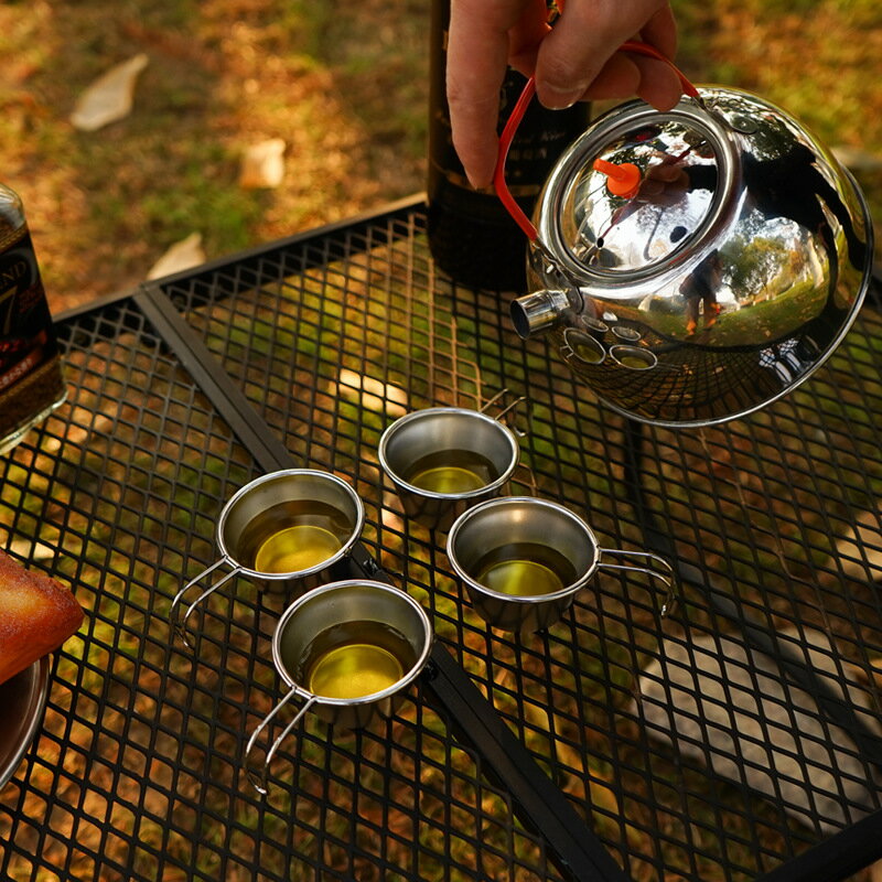 戶外304不銹鋼酒杯套裝登山野營燒烤野餐旅遊便攜水杯50ml套杯子