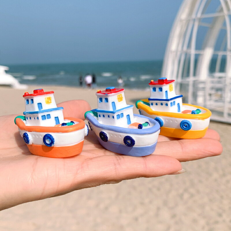 海盜船沉船魚缸水族造景裝飾品地中海風格海洋景觀躲避屋樹脂擺件 8