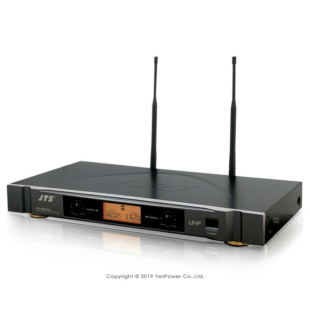 US-E8D Pro JTS 雙頻道 無線麥克風系統/自動選訊