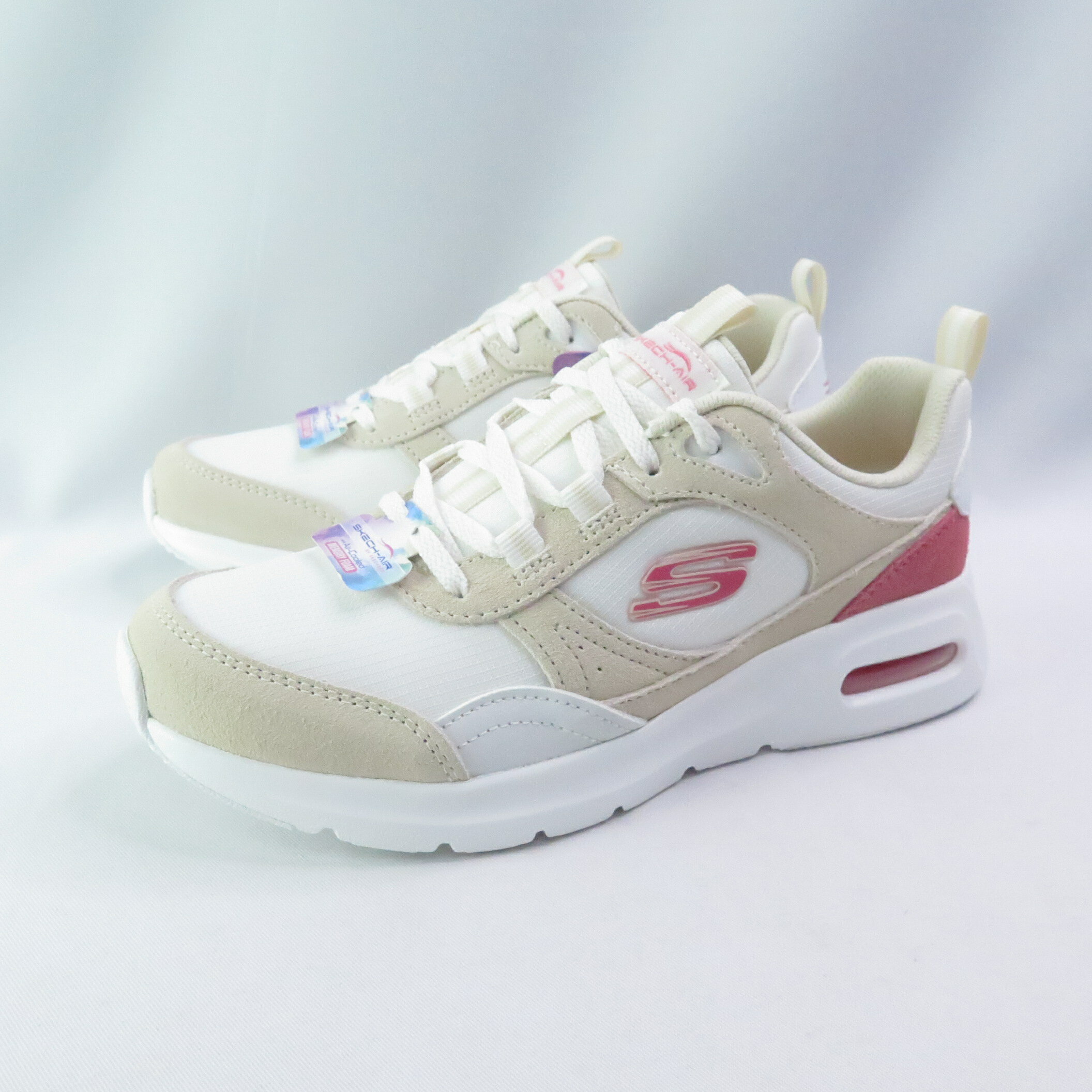 Skechers 150078NTPK 女 休閒鞋 AIR COURT 記憶鞋墊 米白粉【iSport愛運動】