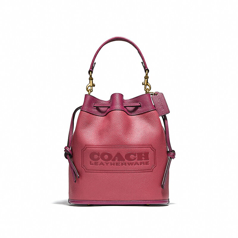 COACH 女士拼色卵石紋牛皮LOGO徽章印花Field水桶包斜挎包單肩包 C3850  ｜全館免運