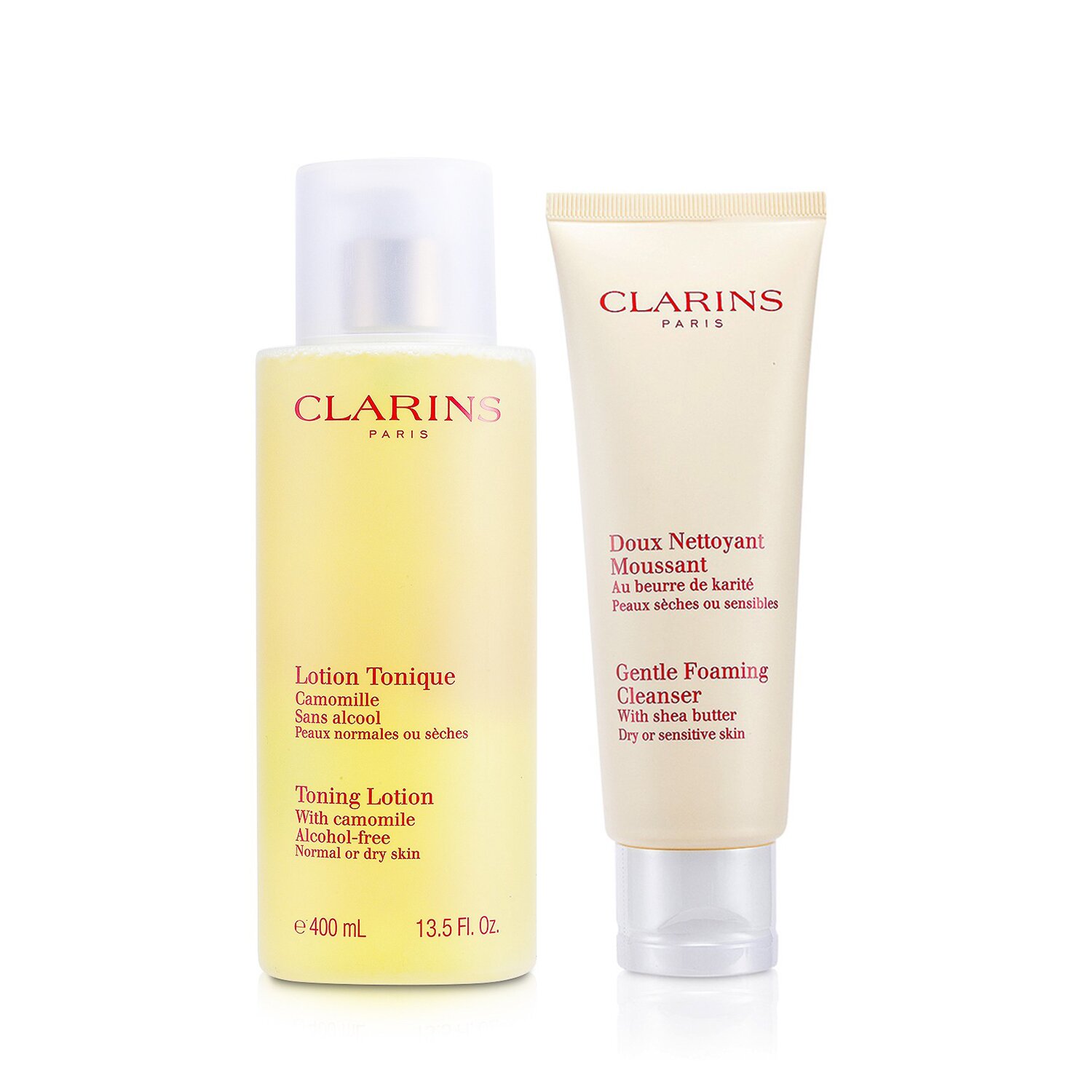 克蘭詩 Clarins - 洋甘菊化妝水-中性或乾性皮膚 400ml + 乳木果潔顏泡泡(乾性或敏感性肌膚) 125ml