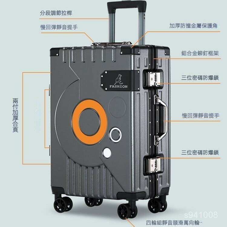 永久【行李箱 鋁行李箱24吋26吋】 行李箱 旅行包 旅行箱 大容量超大密碼箱 萬嚮輪 新款鋁框拉桿