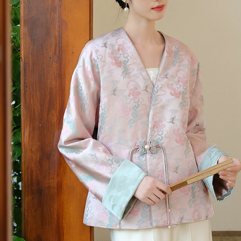 【巴黎精品】現貨+預購 罩衫防曬外套-禪意茶服提花開襟女外套2色a1gq89