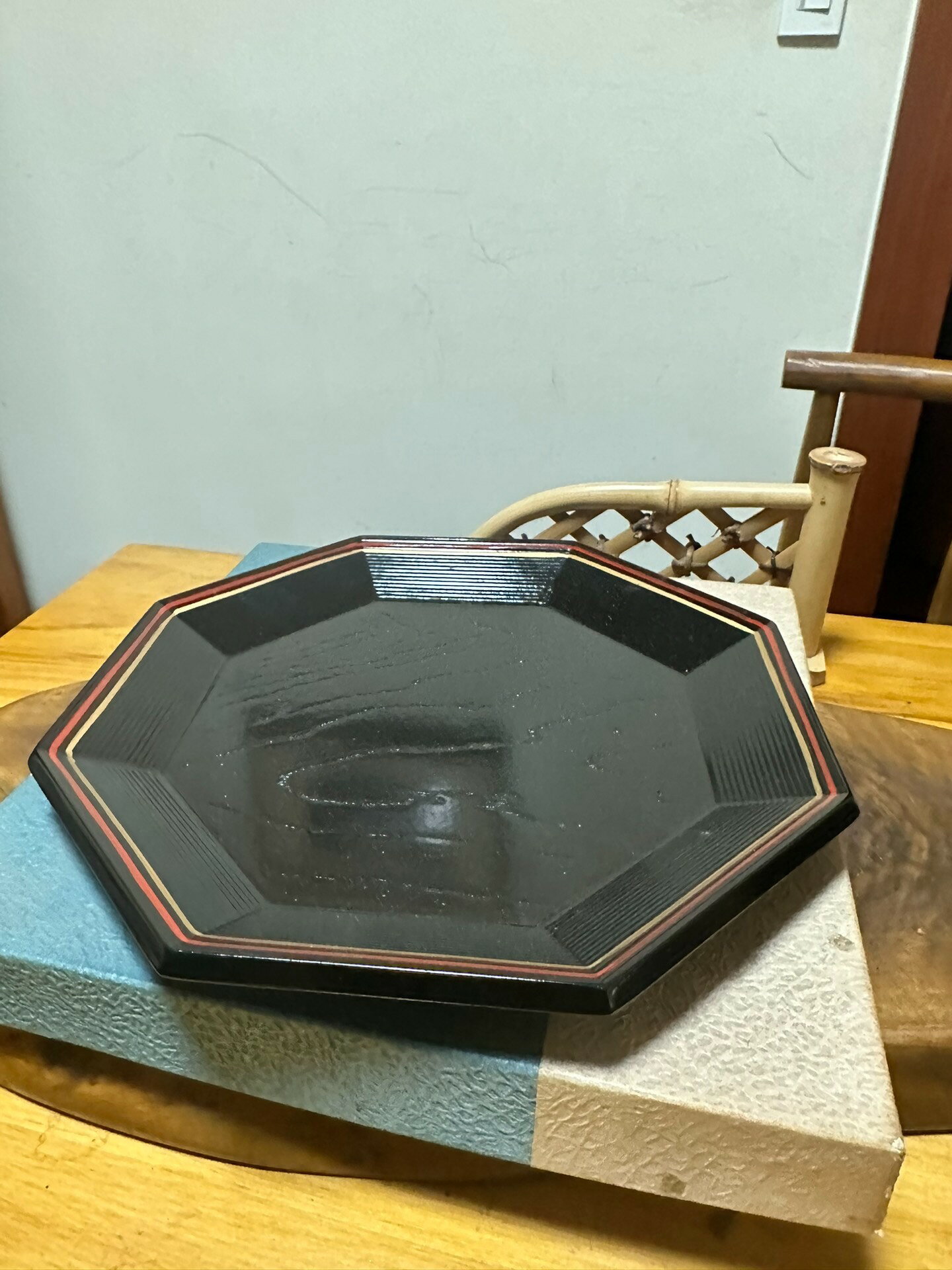 日本中古迴流實木大漆八角茶盤 茶托幹泡臺