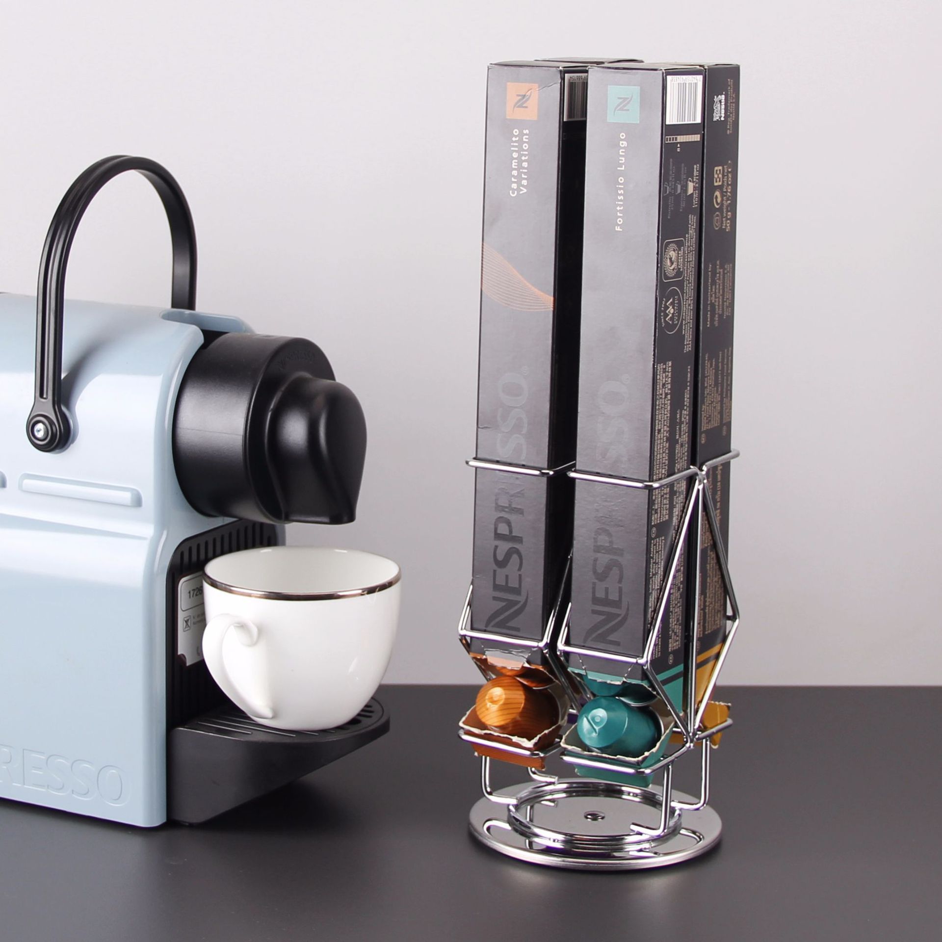 膠囊咖啡架 咖啡架 膠囊收納架 40粒適用于Nespresso奈斯派索咖啡膠囊架旋轉金屬收納架 單條收納『XY40630』