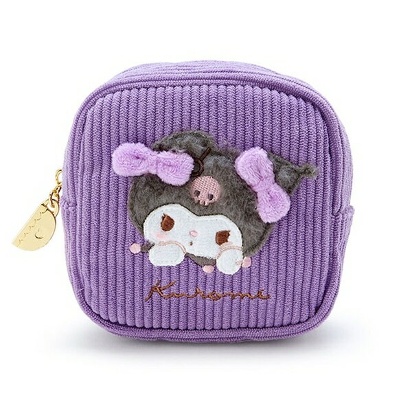 【震撼精品百貨】酷洛米 Kuromi~Sanrio 日本SANRIO三麗鷗 酷洛米燈芯絨方形化妝包 (溫暖燈芯絨)*65577