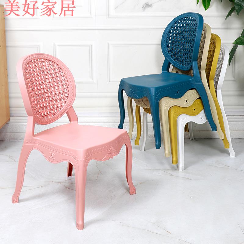 可開發票 免運 塑料家用椅子加厚靠背兒童小凳子創新餐椅現代簡約防滑板凳加厚椅