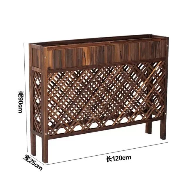 【最低價】【公司貨】隔斷餐廳碳化木花盆防腐木綠色環保花架實木園藝陽臺室內室外種植 3