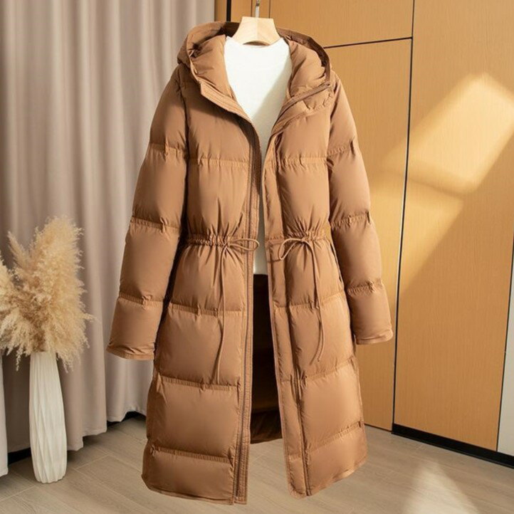 【米蘭精品】現貨+預購 頂級真羽絨外套90%鴨絨羽絨衣秋冬外套保暖上衣大碼休閒女裝-收腰女外套3色74mr95