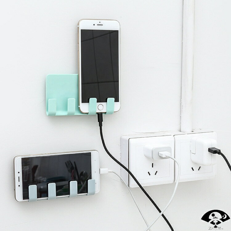 創意手機充電支架手機座浴室壁掛粘貼式掛鉤置物架手機插頭掛架子