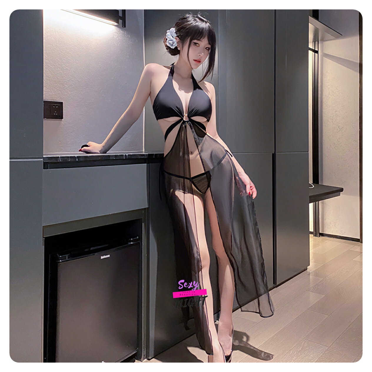 《H7528》謬斯女神透紗度假比基尼套裝