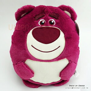 【UNIPRO】玩具總動員 深桃紅 熊抱哥 LOTSO 38公分 暖手枕 玩偶 娃娃 抱枕 靠枕 迪士尼正版授權