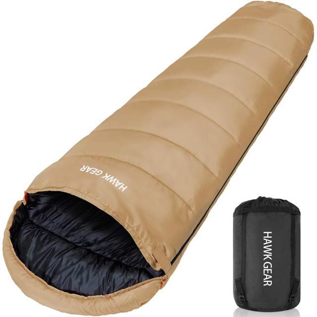 【日本代購】HAWK GEAR 耐寒-15度 防水 露營 睡袋 卡其色
