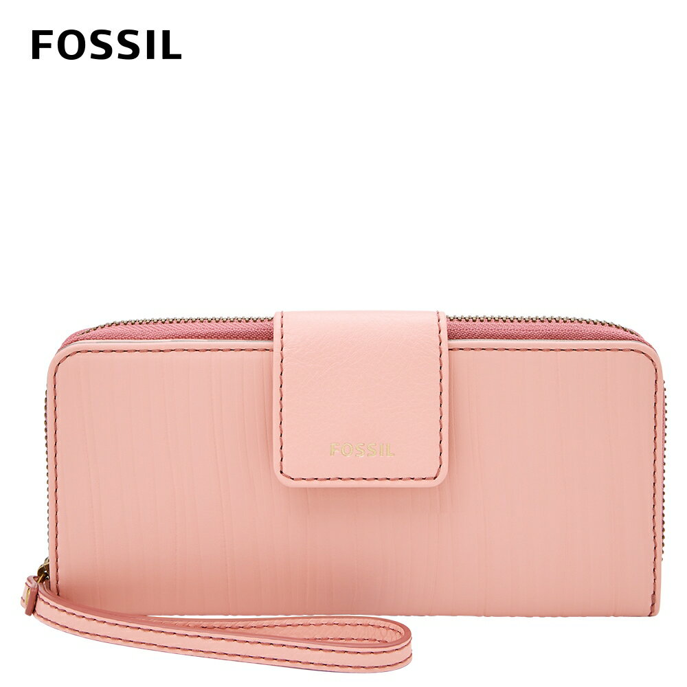 送禮首選★【FOSSIL】Madison 真皮拉鍊長夾-粉色 SWL2747429【美國時尚品牌】 附防塵袋+提袋【全館滿額折價★FOSSIL全系列包夾送美妝蛋】