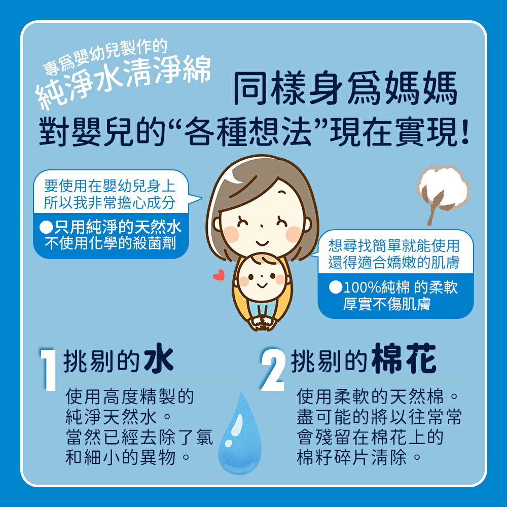 日本原裝 wakodo 和光堂 清淨綿 純水 厚型 24包/60包/80包 3