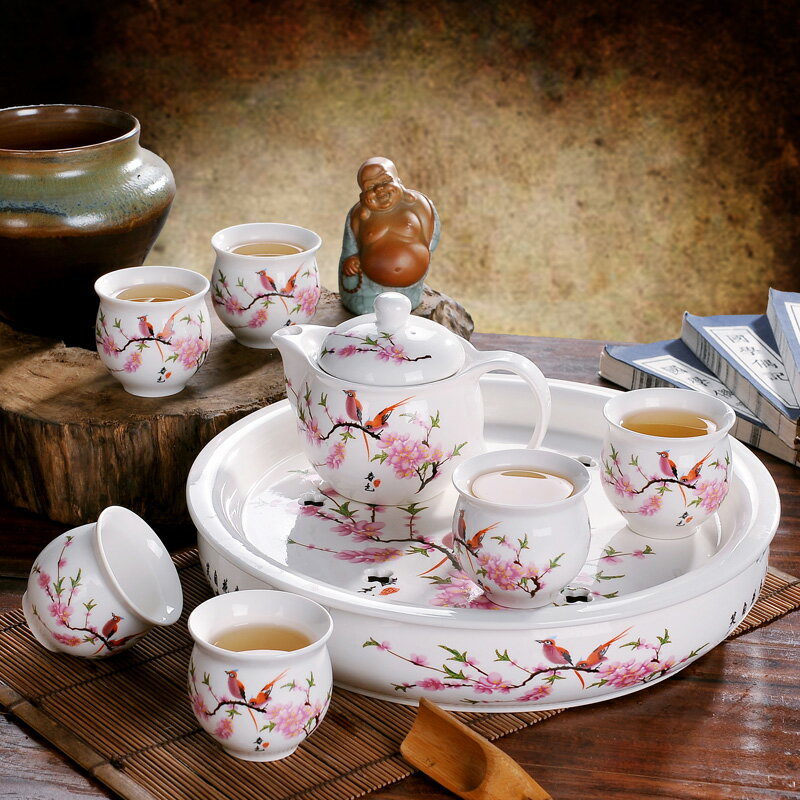 雙層隔熱款 景德鎮雙層陶瓷功夫茶具套裝帶茶盤家用茶壺茶杯 多款