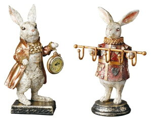 大賀屋 日貨 兔子 雕像 愛麗絲夢遊仙境 擺飾 裝飾 雜貨 家具 收藏品 復古 擺件 禮物 正版 J00050122