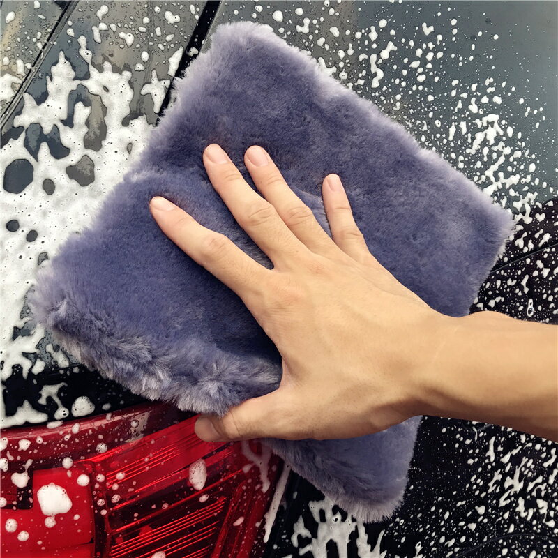 【仿羊毛洗車手套】擦車打沫羊毛塊可干擦濕用毛絨清潔車身纖維塊