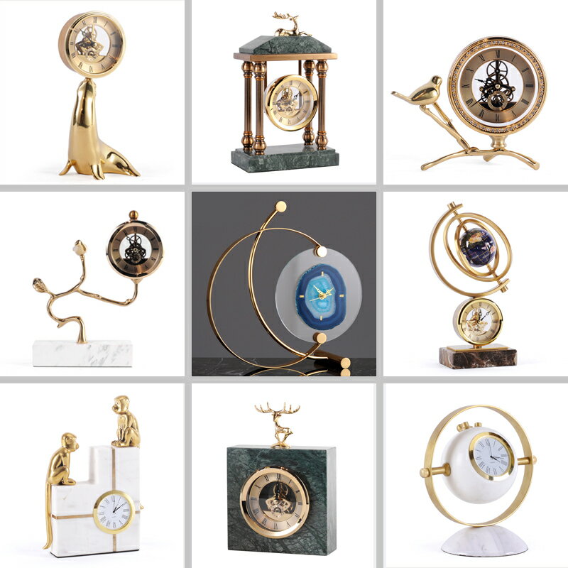 ad新品鐘表擺件家居客廳書房復古臺鐘時鐘歐式美式軟裝擺鐘工藝品