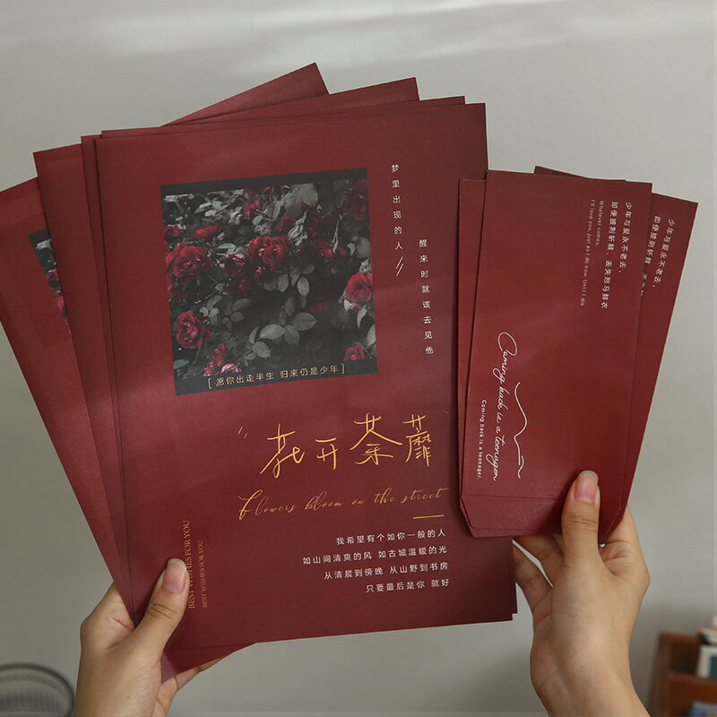小日子不翻篇 ins信紙信封套裝橫格日系精緻文藝情書高階感送男友
