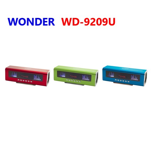 WONDER 旺德 USB/FM/MP3隨身音響 WD-9209U（三色） ◆支援16G容量USB裝置及32G容量TFMicro記憶卡播放 ◆可播放MP3音樂及FM收音機