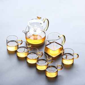家用玻璃功夫茶具耐高溫加厚紅茶煮茶器辦公室整套透明茶杯壺套裝