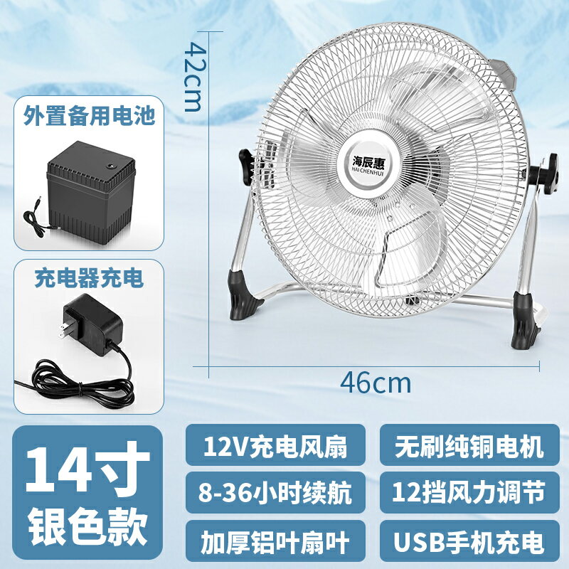 {可打統編 保固一年}太陽能充電戶外電風扇家用大風力蓄電池戶外釣魚學生宿舍便攜式 0