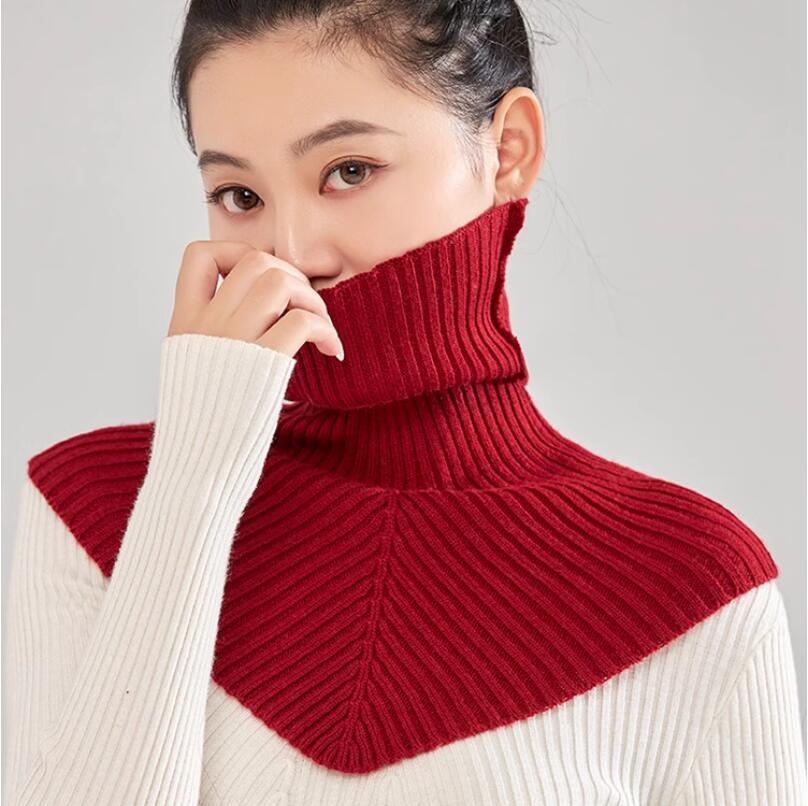 披肩高領脖套女假領子針織護頸椎保暖圍脖時尚圍巾配毛衣套頭披肩【步行者戶外生活館】