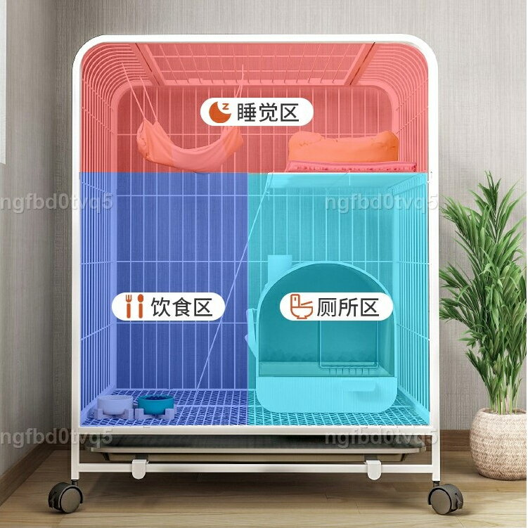 開立發票 免運 貓籠 貓屋 貓籠子 方管豪華閣樓式貓籠 貓窩 貓別墅 貓櫃 貓舍 家用室內 兩層別墅 廁所貓砂盆一體 不占地 6