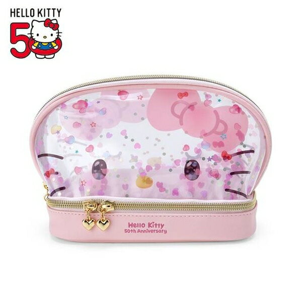【震撼精品百貨】Hello Kitty 凱蒂貓~日本Sanrio三麗鷗 KITTY透明貝殼拉鍊化妝包 (50週年)*51762