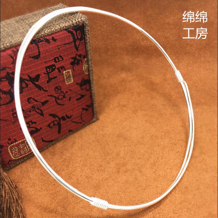 99足銀項圈嬰兒寶寶兒童小孩純銀飾品銀項鏈女民族風滿月百天禮物