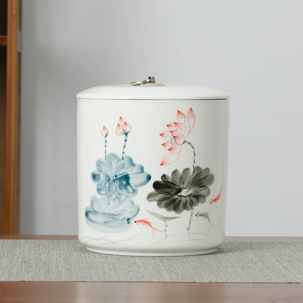 茶葉罐陶瓷防潮密封罐家用大號一斤裝普洱紅茶綠茶缸存儲罐禮盒裝
