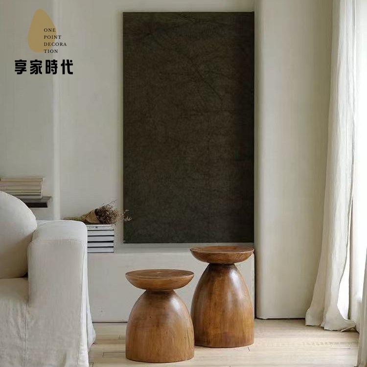 廠家直出 木墩 矮凳 邊幾 凳子 換鞋凳 沙漏邊幾侘寂風圓形實木墩子沙發邊幾床頭角幾創意民宿茶幾 工廠現貨 八折下殺syeb