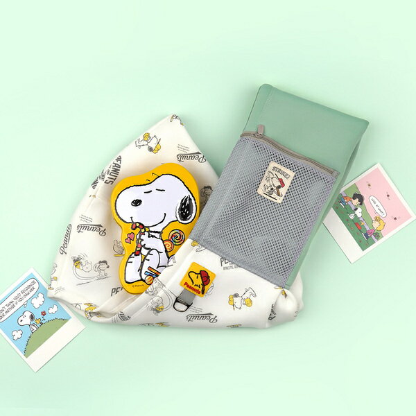 【PEANUTS】史努比印花便攜寵物斜挎包(綠白) 寵物外出包