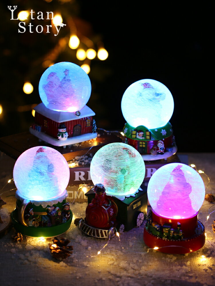 七夕情人節禮物創意音樂水晶球擺件室內設計圣誕節小擺件裝飾品