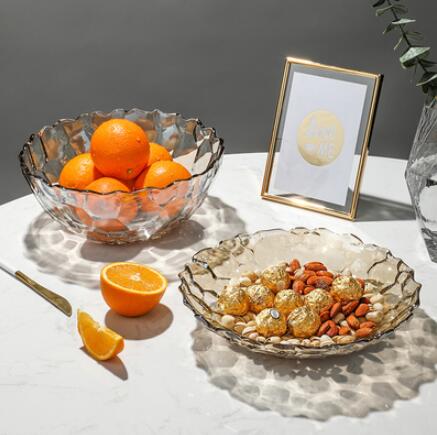 水果盤現代簡約客廳餐桌家用零食糖果盤茶幾網紅北歐創意玻璃果盤【青木鋪子】