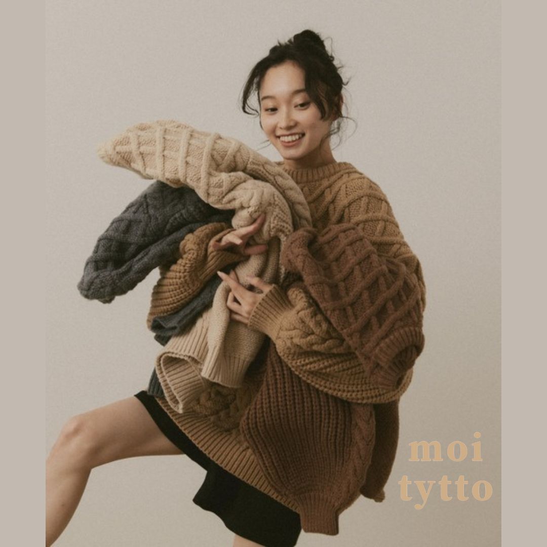 【預購】moi tytto針織麻花毛衣 寬鬆 顯瘦